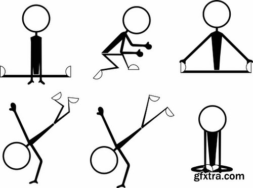 Cartoon Stick Figures Characters Vectors