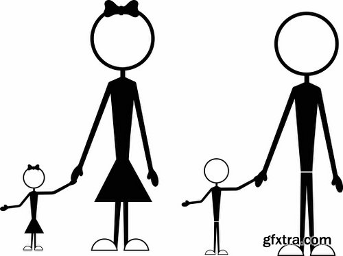 Cartoon Stick Figures Characters Vectors