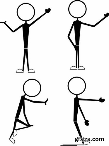 Cartoon Stick Figures Characters Vectors