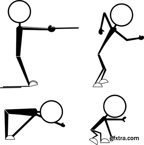 Cartoon Stick Figures Characters Vectors