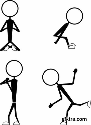 Cartoon Stick Figures Characters Vectors