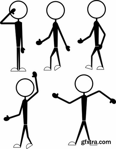 Cartoon Stick Figures Characters Vectors