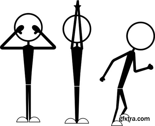 Cartoon Stick Figures Characters Vectors