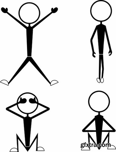 Cartoon Stick Figures Characters Vectors