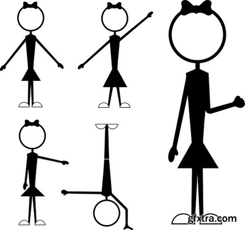 Cartoon Stick Figures Characters Vectors