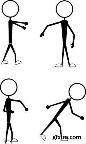 Cartoon Stick Figures Characters Vectors