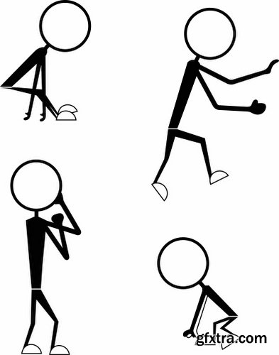 Cartoon Stick Figures Characters Vectors