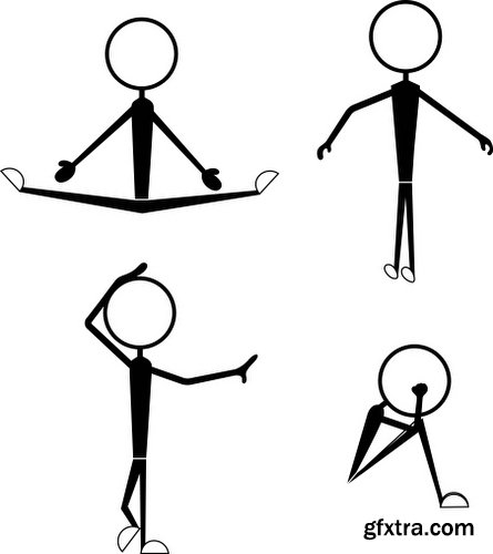 Cartoon Stick Figures Characters Vectors