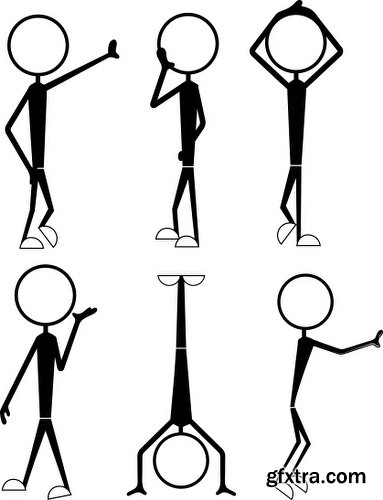 Cartoon Stick Figures Characters Vectors