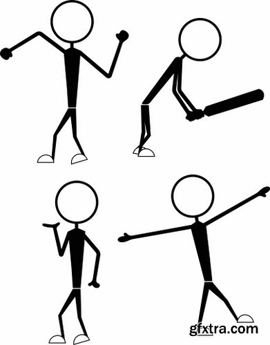 Cartoon Stick Figures Characters Vectors