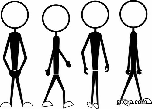 Cartoon Stick Figures Characters Vectors