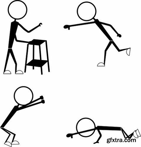 Cartoon Stick Figures Characters Vectors