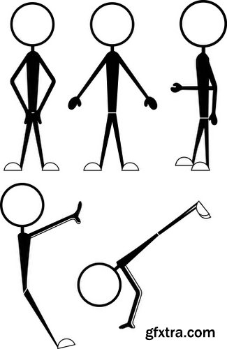 Cartoon Stick Figures Characters Vectors