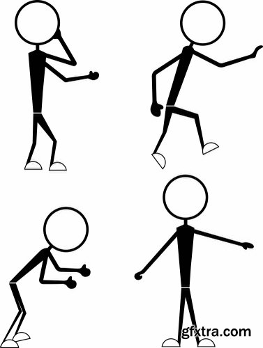 Cartoon Stick Figures Characters Vectors