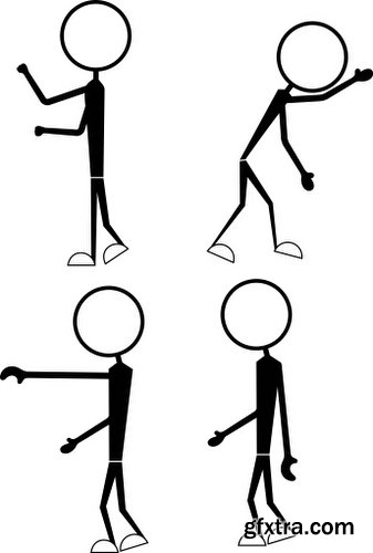 Cartoon Stick Figures Characters Vectors