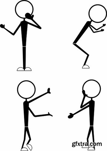 Cartoon Stick Figures Characters Vectors