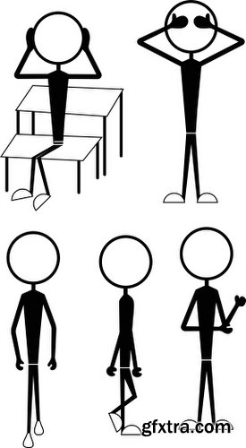 Cartoon Stick Figures Characters Vectors