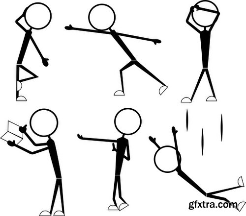 Cartoon Stick Figures Characters Vectors