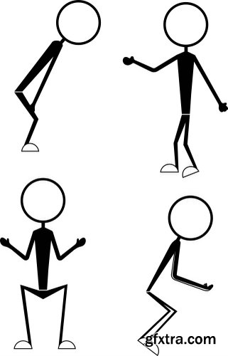 Cartoon Stick Figures Characters Vectors