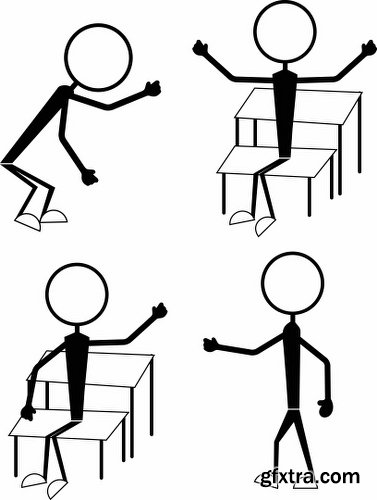 Cartoon Stick Figures Characters Vectors