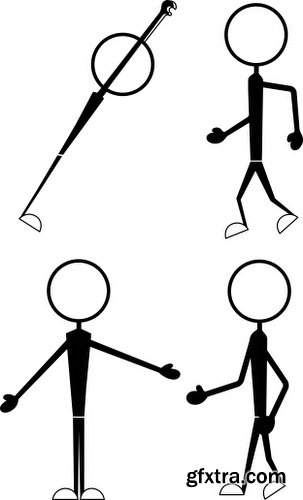 Cartoon Stick Figures Characters Vectors