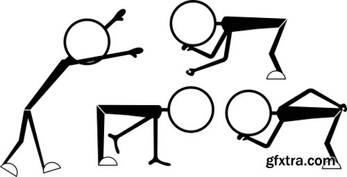 Cartoon Stick Figures Characters Vectors