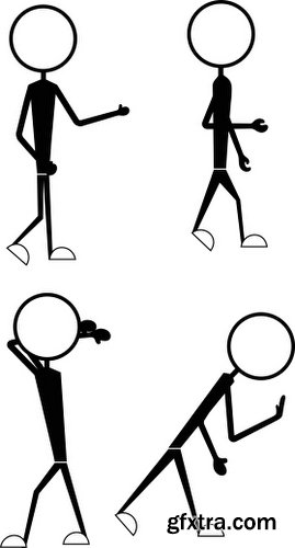 Cartoon Stick Figures Characters Vectors