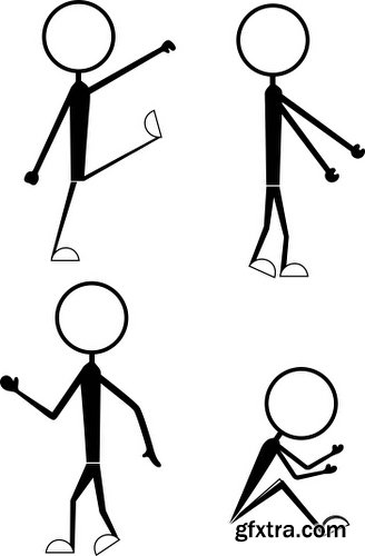 Cartoon Stick Figures Characters Vectors