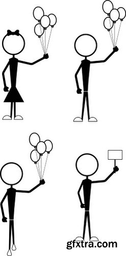 Cartoon Stick Figures Characters Vectors