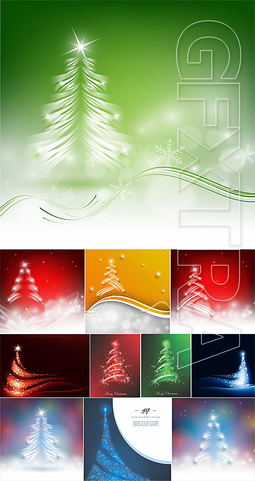 Abstract colorful Christmas trees