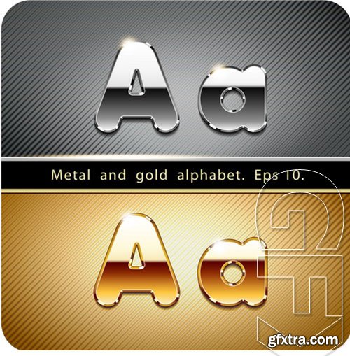 Chrome Metal And Gold Vector Alphabet - 33xEPS-2xJPG