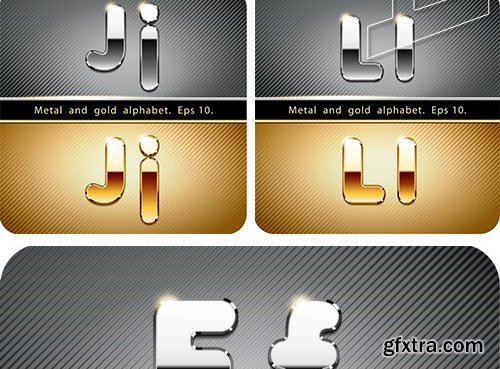 Chrome Metal And Gold Vector Alphabet - 33xEPS-2xJPG