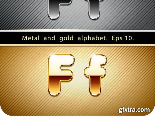 Chrome Metal And Gold Vector Alphabet - 33xEPS-2xJPG