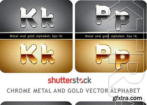 Chrome Metal And Gold Vector Alphabet - 33xEPS-2xJPG