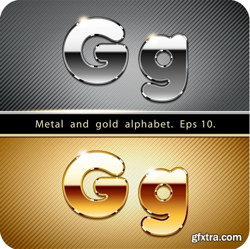 Chrome Metal And Gold Vector Alphabet - 33xEPS-2xJPG