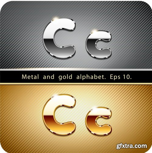 Chrome Metal And Gold Vector Alphabet - 33xEPS-2xJPG