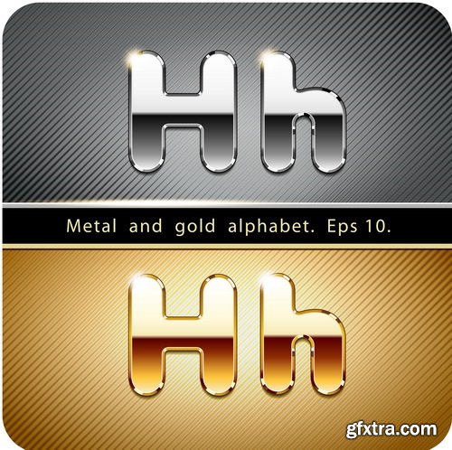 Chrome Metal And Gold Vector Alphabet - 33xEPS-2xJPG