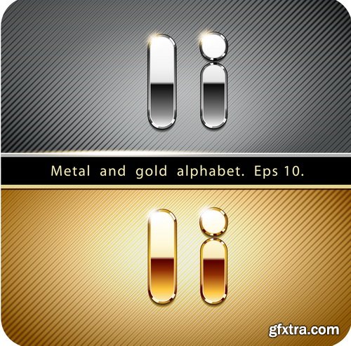 Chrome Metal And Gold Vector Alphabet - 33xEPS-2xJPG