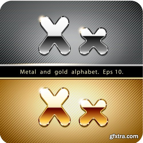 Chrome Metal And Gold Vector Alphabet - 33xEPS-2xJPG