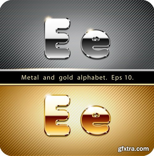 Chrome Metal And Gold Vector Alphabet - 33xEPS-2xJPG