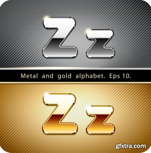 Chrome Metal And Gold Vector Alphabet - 33xEPS-2xJPG