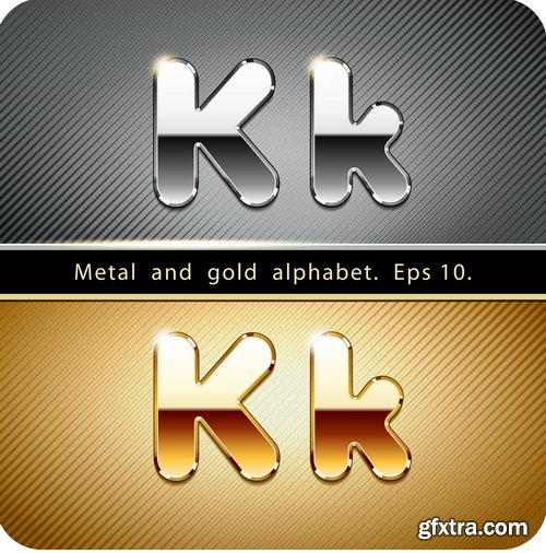 Chrome Metal And Gold Vector Alphabet - 33xEPS-2xJPG