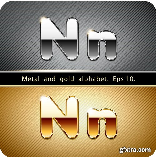 Chrome Metal And Gold Vector Alphabet - 33xEPS-2xJPG