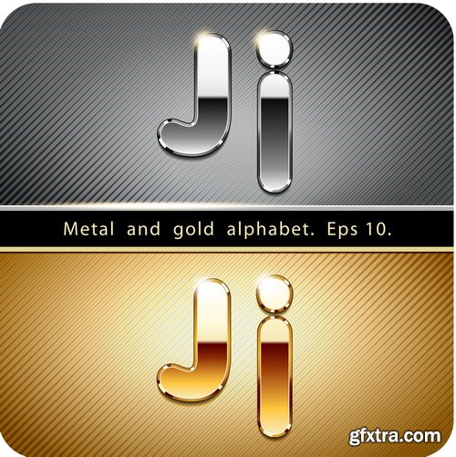 Chrome Metal And Gold Vector Alphabet - 33xEPS-2xJPG