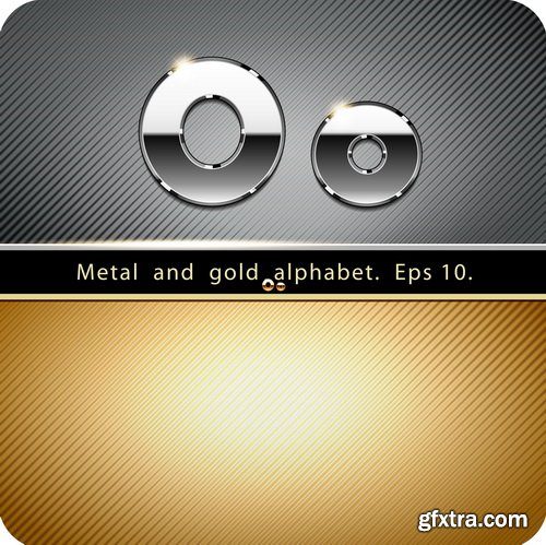 Chrome Metal And Gold Vector Alphabet - 33xEPS-2xJPG