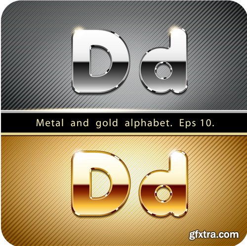 Chrome Metal And Gold Vector Alphabet - 33xEPS-2xJPG