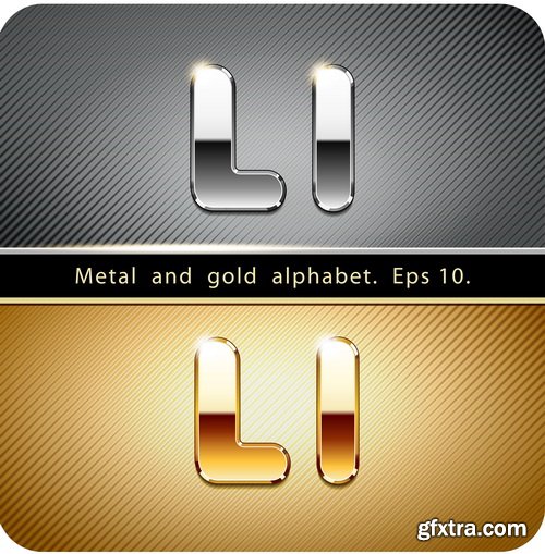 Chrome Metal And Gold Vector Alphabet - 33xEPS-2xJPG