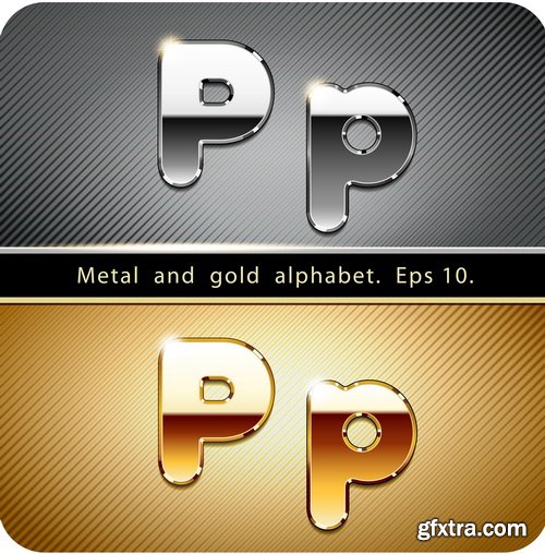 Chrome Metal And Gold Vector Alphabet - 33xEPS-2xJPG