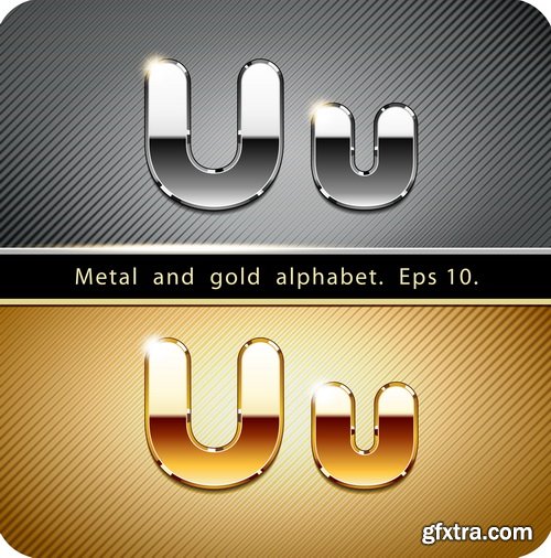 Chrome Metal And Gold Vector Alphabet - 33xEPS-2xJPG