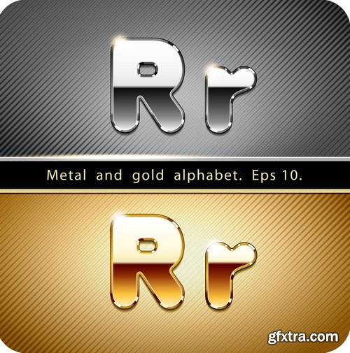 Chrome Metal And Gold Vector Alphabet - 33xEPS-2xJPG